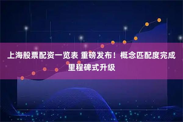 上海股票配资一览表 重磅发布！概念匹配度完成里程碑式升级